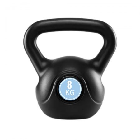 PVC Plastic Coated Kettlebell All Black 8KG - Click Image to Close